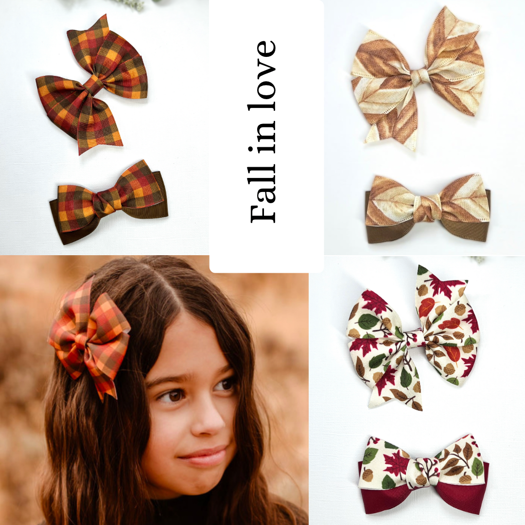 Fall Collection Hair Clips Bow Sets.