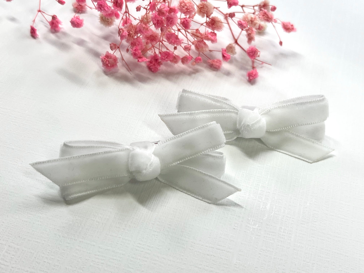 Velvet Hair Clips – Set of 2 | Nonslip Baby & Toddler Hair Bows | Soft Handmade Bow Clips | Velvet hair bows