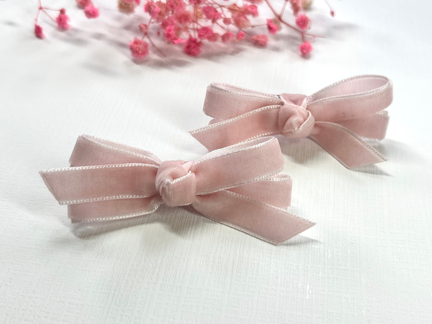 Velvet Hair Clips – Set of 2 | Nonslip Baby & Toddler Hair Bows | Soft Handmade Bow Clips | Velvet hair bows