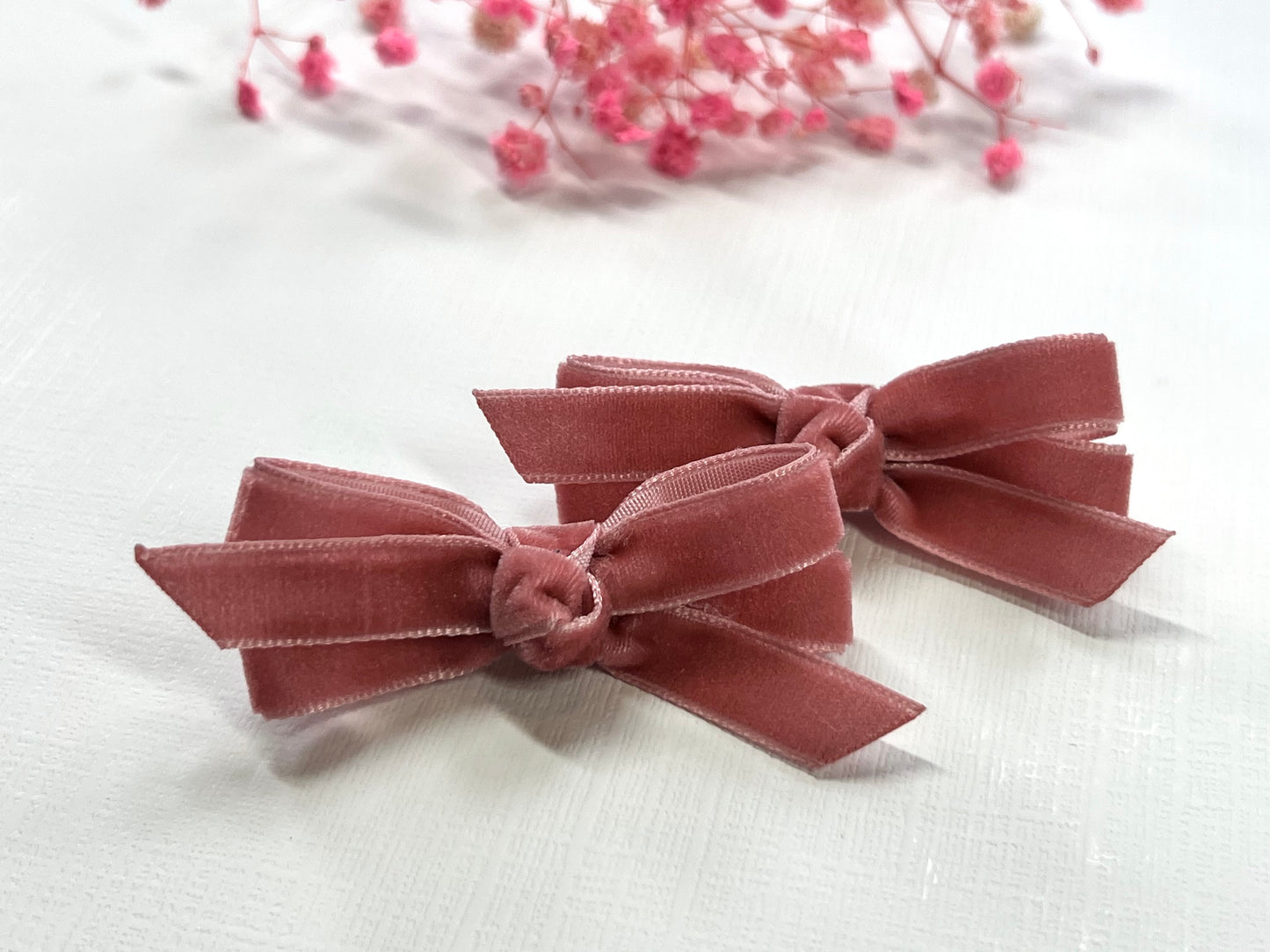 Velvet Hair Clips – Set of 2 | Nonslip Baby & Toddler Hair Bows | Soft Handmade Bow Clips | Velvet hair bows