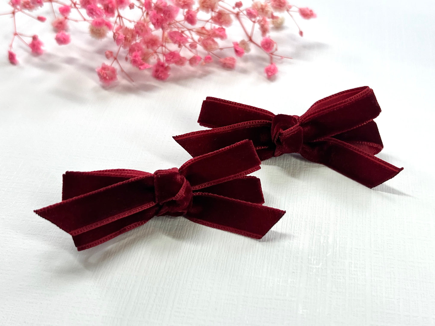 Velvet Hair Clips – Set of 2 | Nonslip Baby & Toddler Hair Bows | Soft Handmade Bow Clips | Velvet hair bows