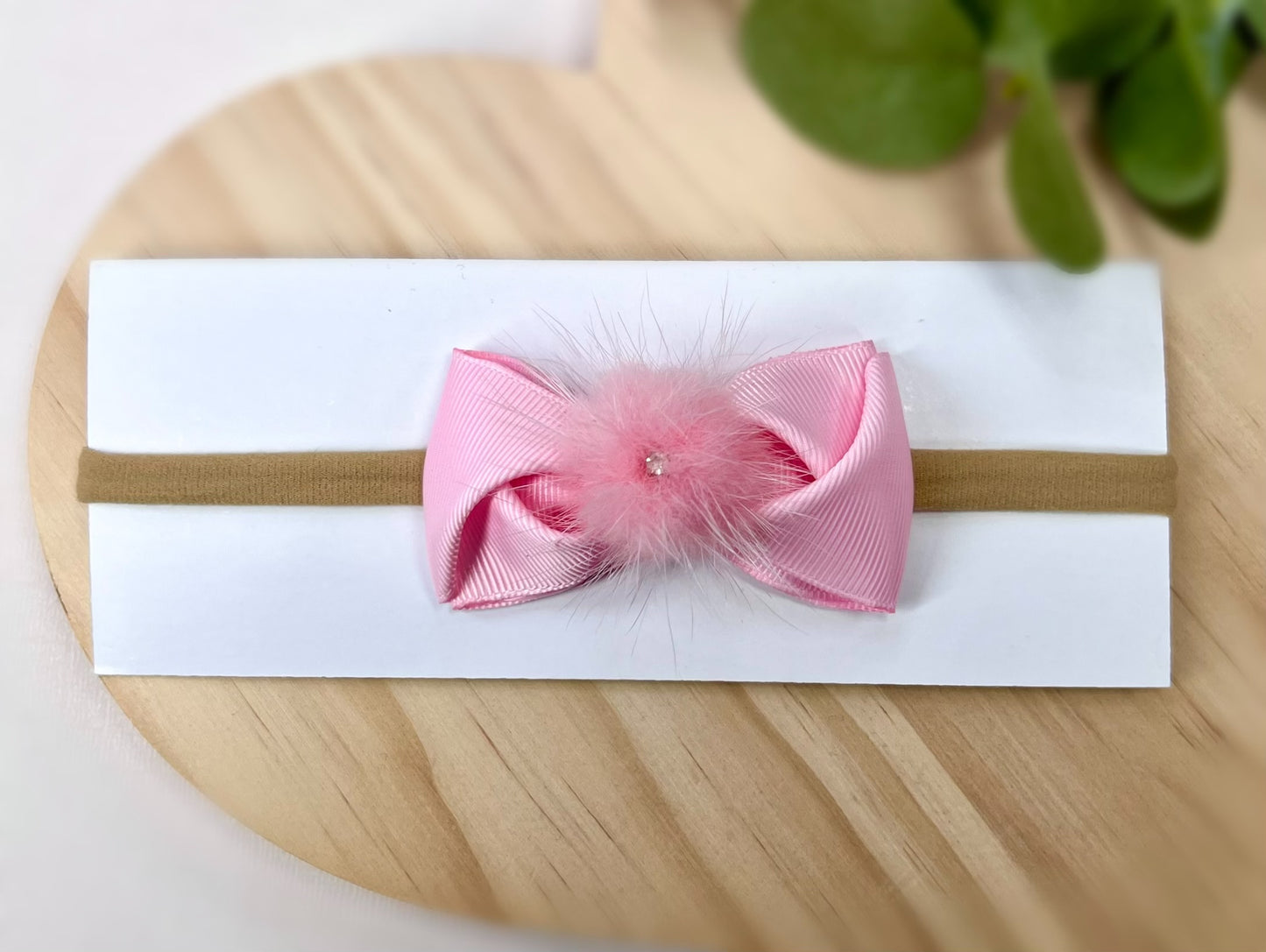 Elegant Fur Pom Pom Bow Headbands – Soft and Stylish for Babies