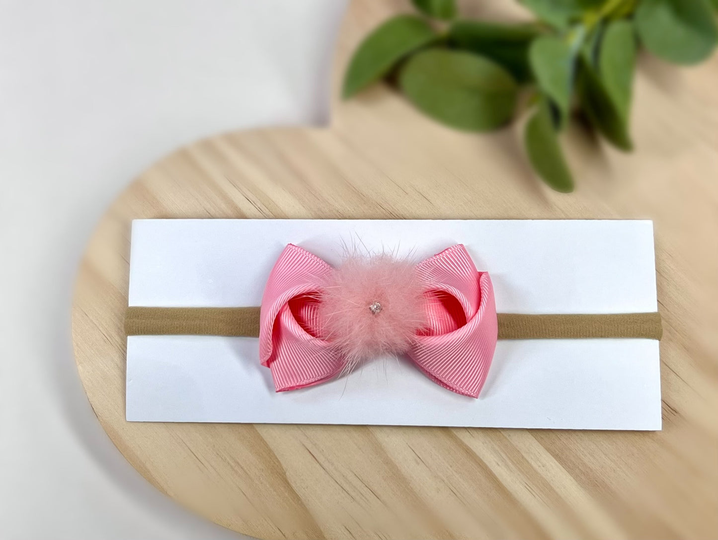 Elegant Fur Pom Pom Bow Headbands – Soft and Stylish for Babies