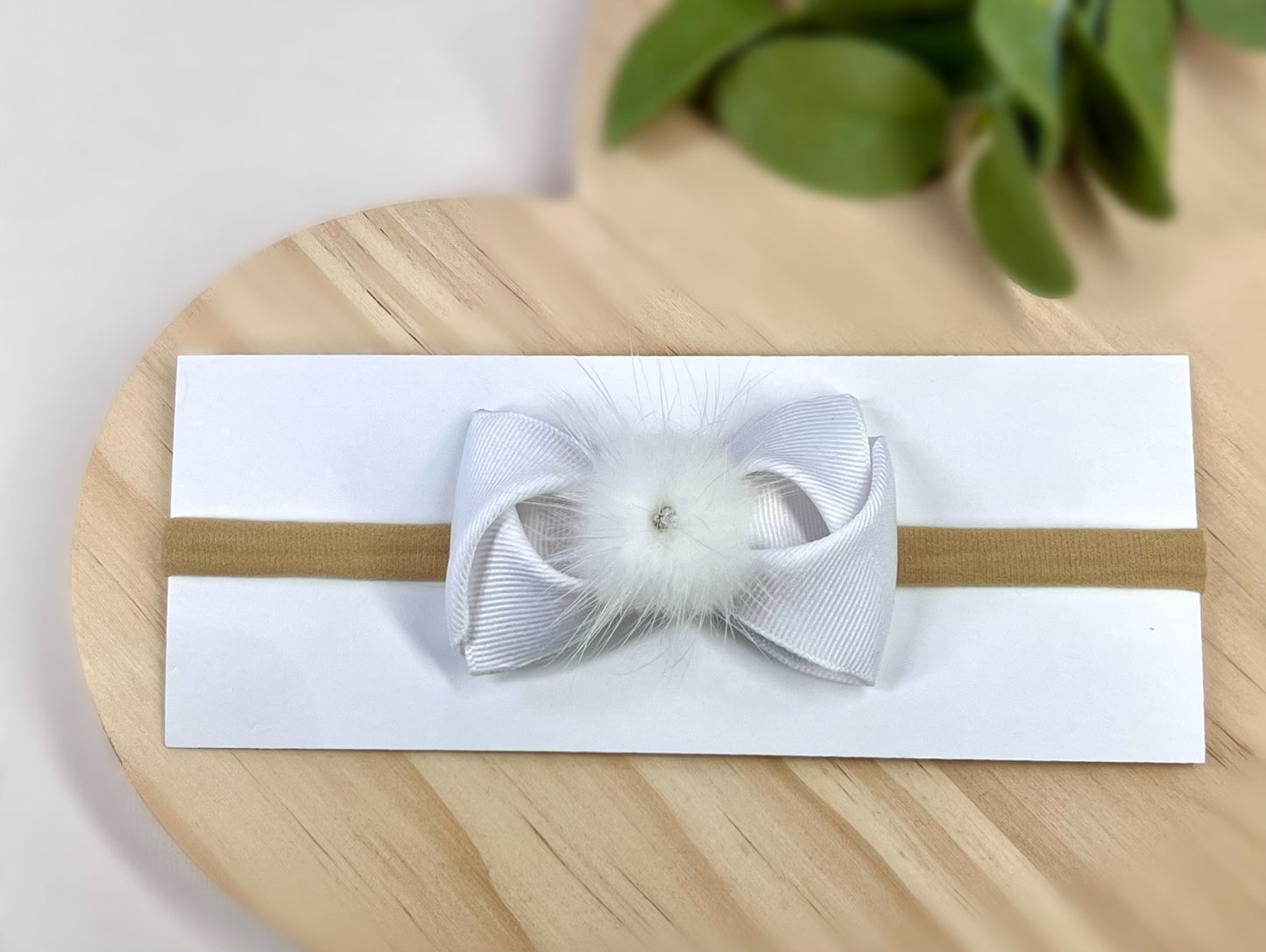 Elegant Fur Pom Pom Bow Headbands – Soft and Stylish for Babies
