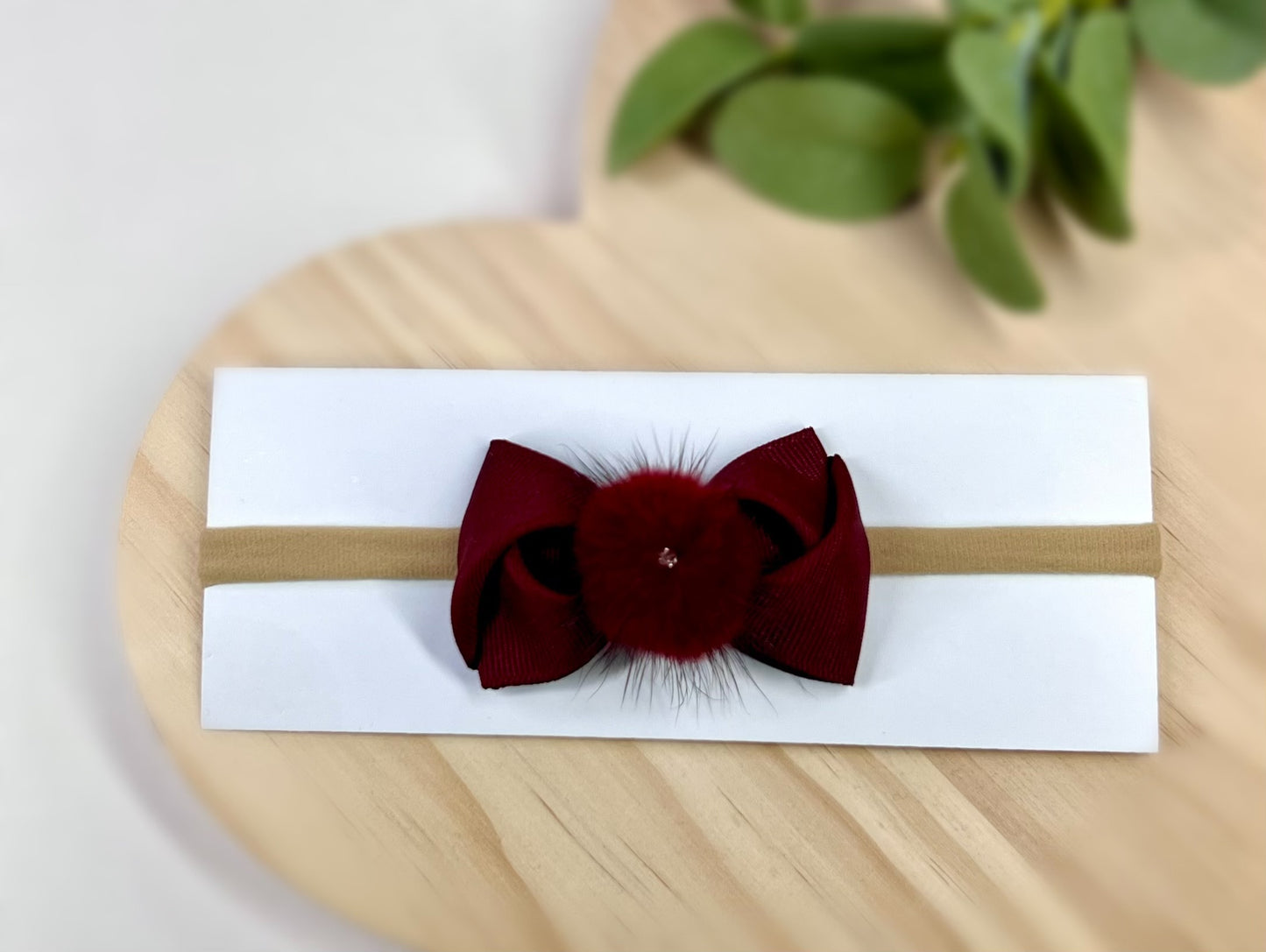 Elegant Fur Pom Pom Bow Headbands – Soft and Stylish for Babies