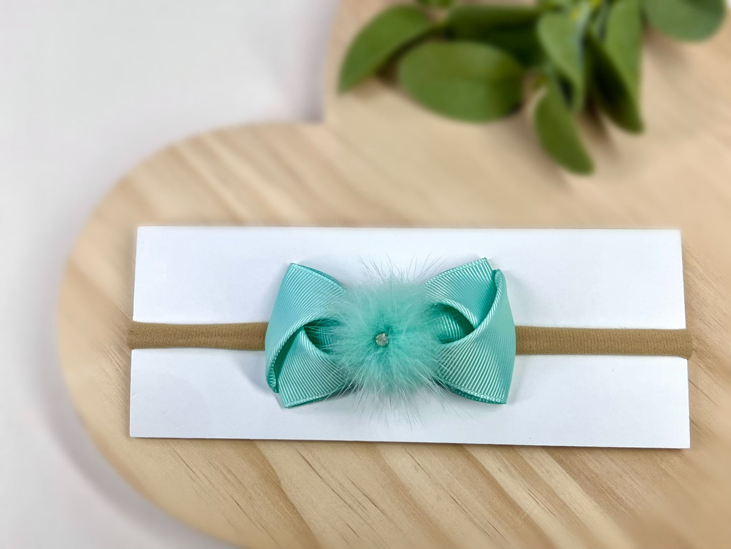 Elegant Fur Pom Pom Bow Headbands – Soft and Stylish for Babies